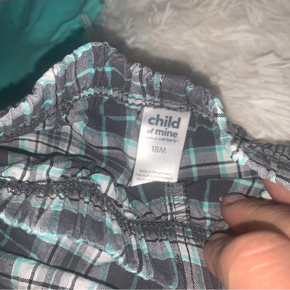 Child of Mine Tshirt Shorts Set 18 months Baby/Toddler Green Plaid - Picture 3 of 4